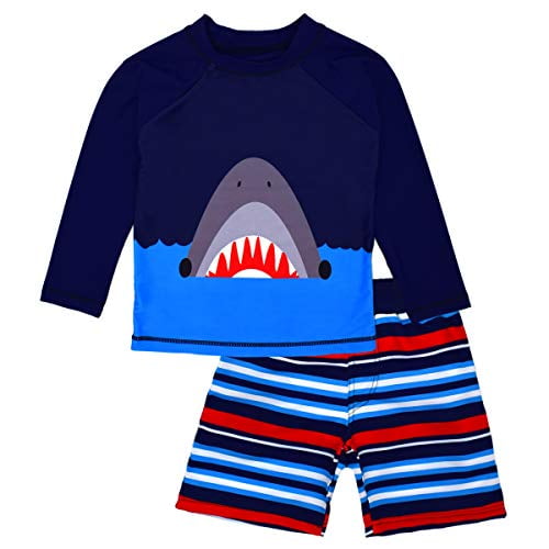 Boys Two Piece Rash Guard Swimsuits Kids Sunsuit Swimwear Sets UPF 50+ 